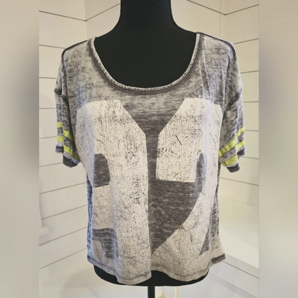 Gray and White Women's Crop Top